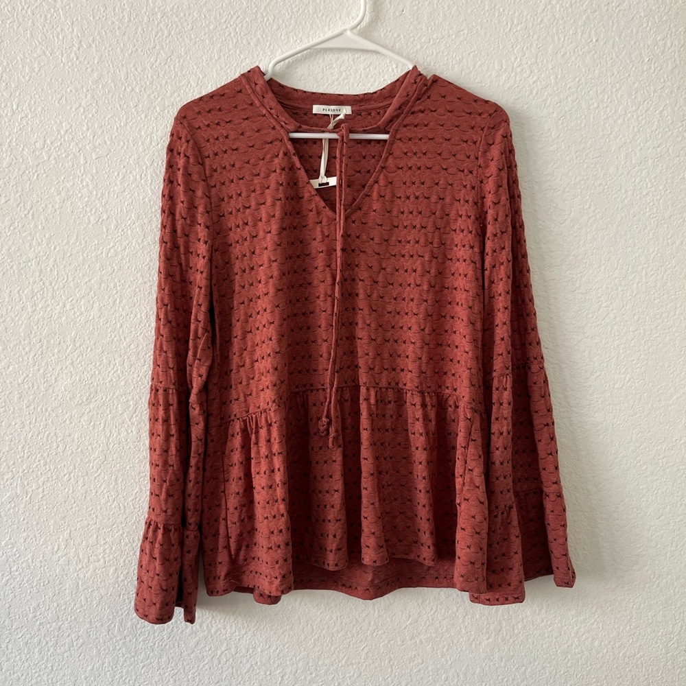Pleione Terracotta Peplum Blouse Peasant medium‎ Anthropologie